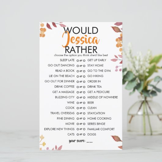 Fall Leaves Customisable Would She Rather Game (スタンド正面)