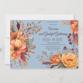 Fall Leaves Floral Thanksgiving Friendsgiving 招待状
