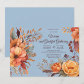 Fall Leaves Floral Thanksgiving Friendsgiving 招待状 (正面/裏面)