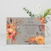 Fall Leaves Floral Thanksgiving Friendsgiving 招待状 (スタンド正面)