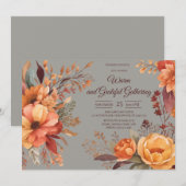 Fall Leaves Floral Thanksgiving Friendsgiving 招待状 (正面/裏面)