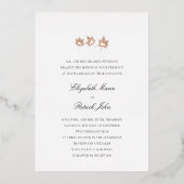 Fall Leaves Formal Modern Classic White Wedding 箔招待状 (正面)