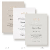 Fall Leaves Formal Modern Classic White Wedding 箔招待状