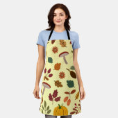 Fall Leaves & Harvest Pattern Apron エプロン (着用した状態)