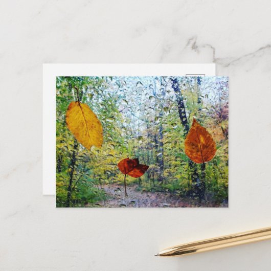 Fall Leaves In The Rain Postcard ポストカード (正面/裏面インサイチュ)