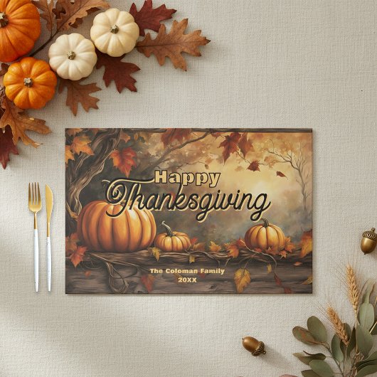 Fall Leaves & Pumpkins Thanksgiving Paper Placemat ペーパーパッド