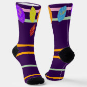 Fall Leaves Purple Orange Green  ソックス (傾斜あり)