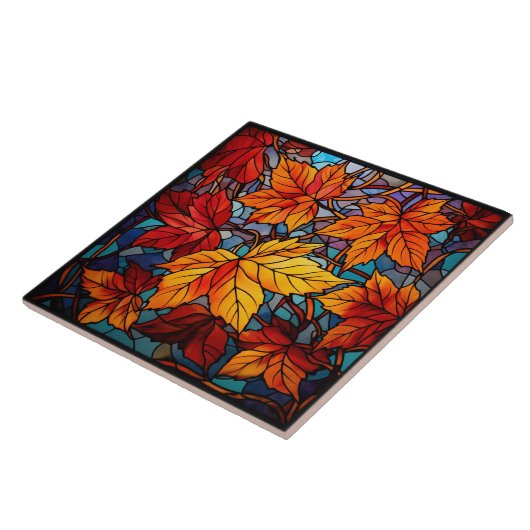 Fall leaves Stained Glass  タイル (側面)
