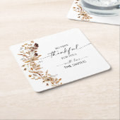  Fall Leaves Thanksgiving Dinner スクエアペーパーコースター (アングル)