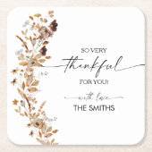  Fall Leaves Thanksgiving Dinner スクエアペーパーコースター (正面)