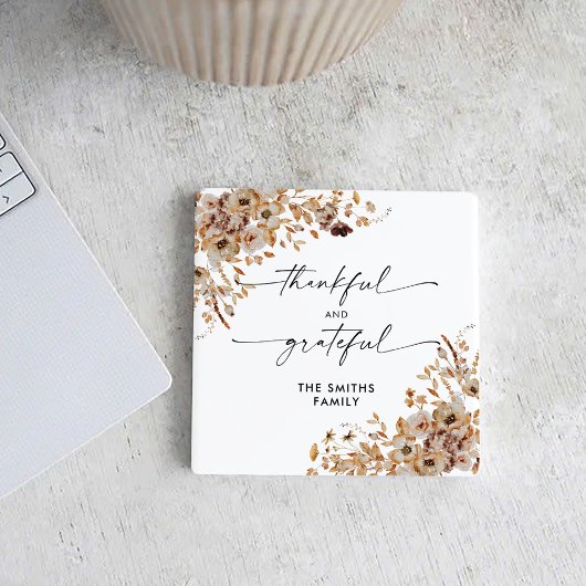 Fall Leaves Thanksgiving Dinner スクエアペーパーコースター