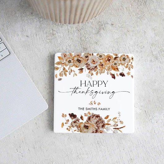 Fall Leaves Thanksgiving Dinner  スクエアペーパーコースター