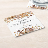 Fall Leaves Thanksgiving Dinner  スクエアペーパーコースター (アングル)