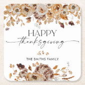 Fall Leaves Thanksgiving Dinner  スクエアペーパーコースター (正面)