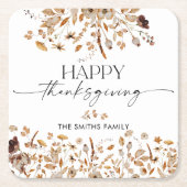 Fall Leaves Thanksgiving Dinner スクエアペーパーコースター (正面)