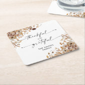 Fall Leaves Thanksgiving Dinner スクエアペーパーコースター (アングル)