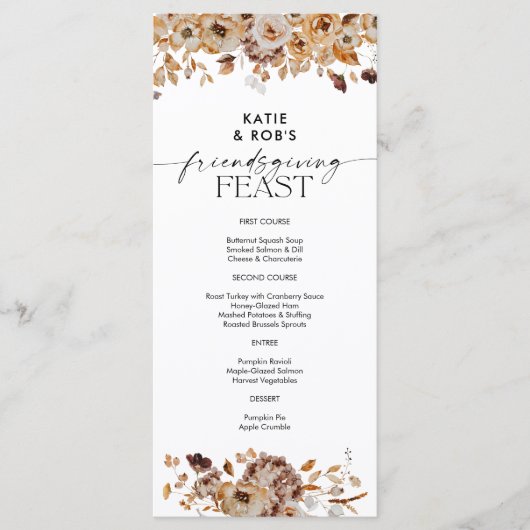 Fall Leaves Thanksgiving Dinner Flat Menu メニュー (正面)