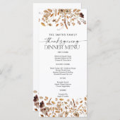 Fall Leaves Thanksgiving Dinner Flat Menu メニュー (正面/裏面)