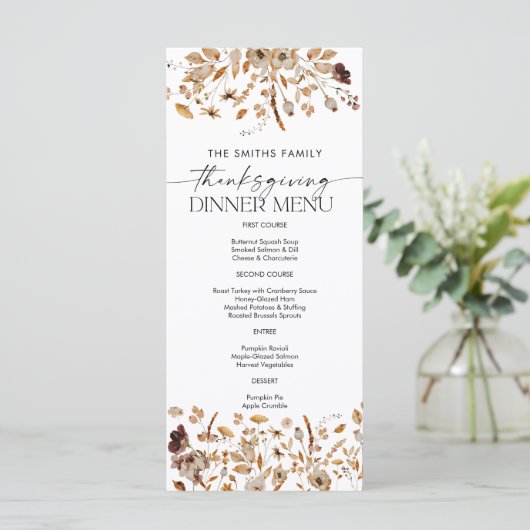 Fall Leaves Thanksgiving Dinner Flat Menu メニュー (スタンド正面)