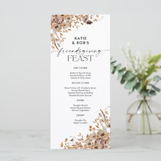 Fall Leaves Thanksgiving Dinner Flat Menu メニュー (スタンド正面)