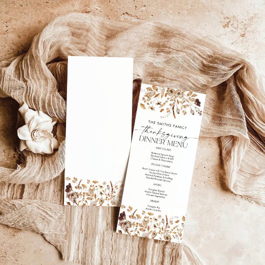 Fall Leaves Thanksgiving Dinner Flat Menu メニュー