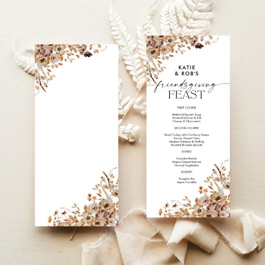 Fall Leaves Thanksgiving Dinner Flat Menu メニュー