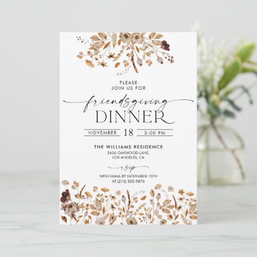 Fall Leaves Thanksgiving Dinner Invitation 招待状 (スタンド正面)