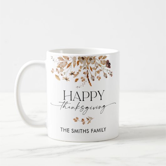 Fall Leaves Thanksgiving Dinner Mug コーヒーマグカップ (左)