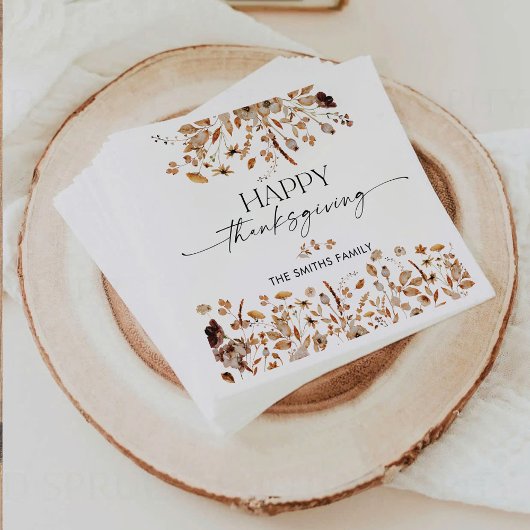 Fall Leaves Thanksgiving Dinner Paper Napkin スタンダードカクテルナプキン
