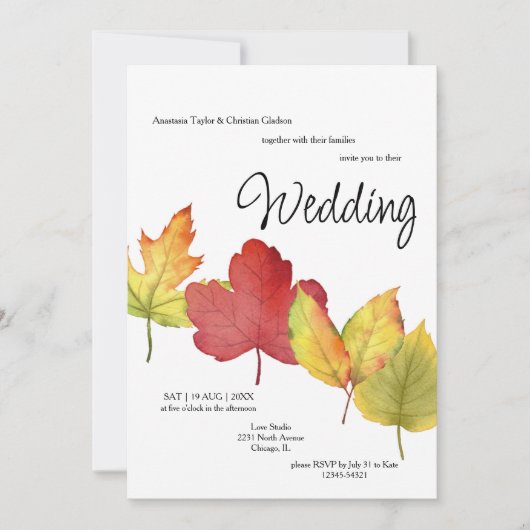 Fall Leaves Wedding Invitation 招待状 (正面)