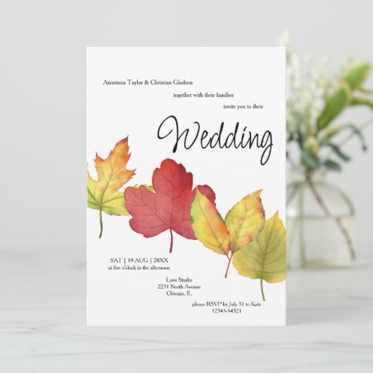 Fall Leaves Wedding Invitation 招待状 (スタンド正面)
