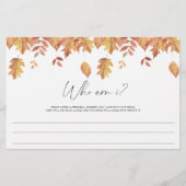 Fall leaves - Who am I ブライダルシャワーゲーム 便箋 (正面)