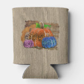 Fall Leopard Print Autumn Pumpkins On Plaid 缶クーラー (裏面)