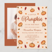 Fall Little Pumpkin ベビーシャワー | 性別不明 招待状 (正面/裏面)