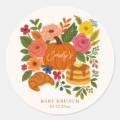 Fall Little Pumpkin Baby Shower Brunch ラウンドシール (正面)