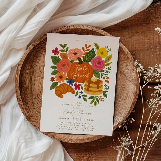 Fall Little Pumpkin Baby Shower Brunch 招待状