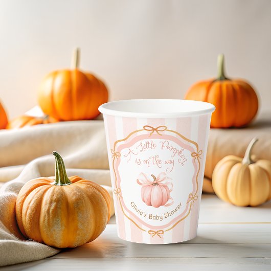Fall Little Pumpkin Bow Floral Baby Shower 紙コップ