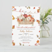 Fall Little Pumpkin Leaves He Or She Gender Reveal 招待状 (スタンド正面)