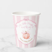 Fall Little Pumpkin Pink Bow Floral Baby Shower  紙コップ (裏面)