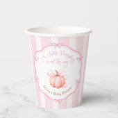 Fall Little Pumpkin Pink Bow Floral Baby Shower  紙コップ (正面)