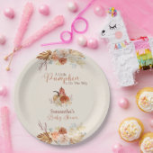 Fall Little Pumpkin Rustic Terracotta Baby Shower ペーパープレート (パーティー)