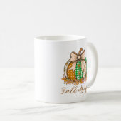Fall Magic Patchwork Pumpkin Coffee Mug コーヒーマグカップ (正面右)