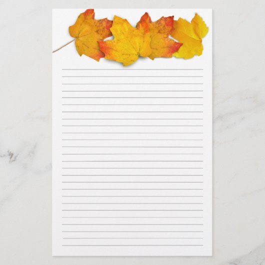 Fall Maple Leaf Border, Lined Writing Paper 便箋 (正面)