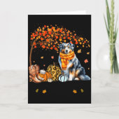 Fall Maple Tree Print Dog Lover Happy Thanksgiving カード (正面)