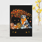 Fall Maple Tree Print Dog Lover Happy Thanksgiving カード (黄色い花)