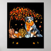 Fall Maple Tree Print Dog Lover Happy Thanksgiving ポスター (正面)