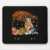 Fall Maple Tree Print Dog Lover Happy Thanksgiving マウスパッド (正面)