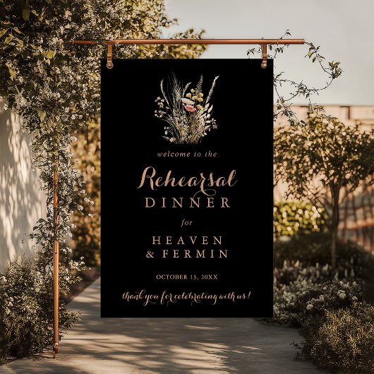Fall Meadow Wild Floral Rehearsal Dinner Welcome  ポスター