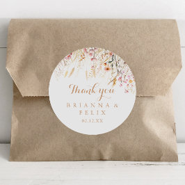 Fall Meadow Wild Floral Thank You Wedding Favor ラウンドシール