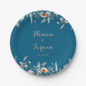 Fall Meadow Wild Floral Wedding Cake ペーパープレート (正面)